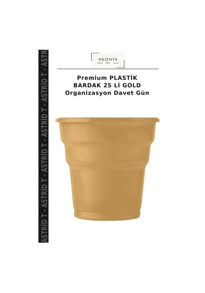 Premium Plastik Bardak 25 Li Gold Organizasyon Davet Gün