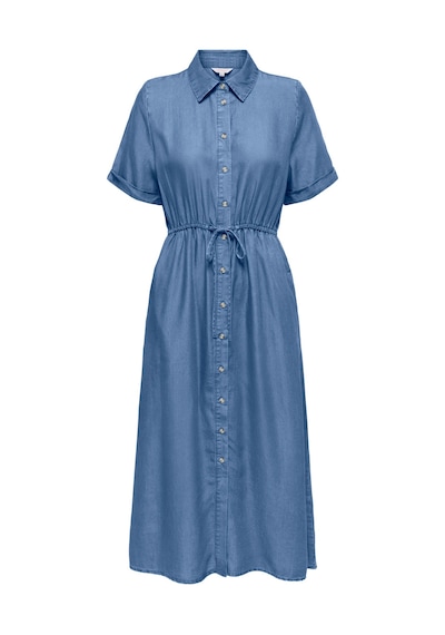 Only Onlcharis Regular Fit Bağlama Detaylı Midi Kot Elbise Bayan Elbise 15363971 Mavi