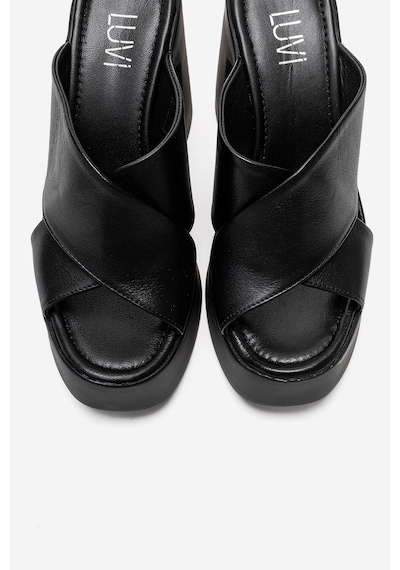Luvishoes Essenza Siyah Hakiki Deri Çapraz Bantlı Kadın Platform Blok Topuklu Terlik Siyah Luvishoes Essenza Siyah Hakiki Deri Çapraz Bantlı Kadın Platform Blok Topuklu Terlik Siyah