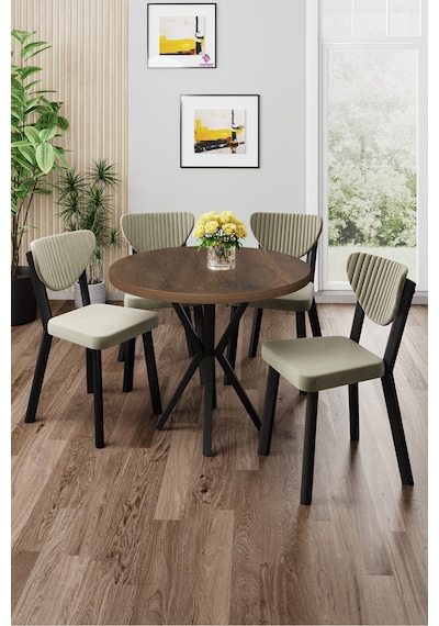 Canisa Agnes Serisi 90x90 Yuvarlak Barok Ahşap Desen Masa Takımı Ve 4 Krem Sandalye Masa Barok Ahşap Desen Sandalye Krem Canisa Agnes Serisi 90x90 Yuvarlak Barok Ahşap Desen Masa Takımı Ve 4 Krem Sandalye Masa Barok Ahşap Desen Sandalye Krem