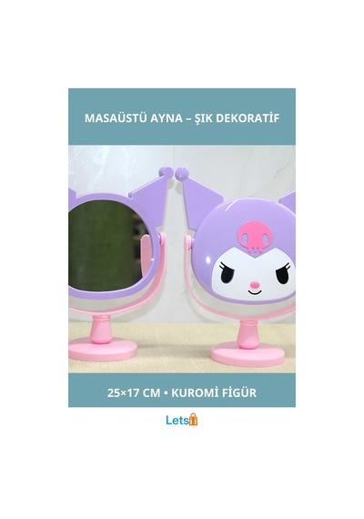 Kuromi Figürlü Şık Masaüstü Ayna 25x17 Cm 1 Adet