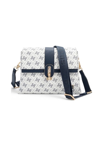 Silver & Polo Silver Polo Beyaz - Lacivert Monogram Kadın Çapraz Çanta Sp1287