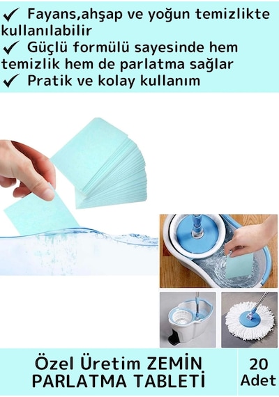 Wintoup Fayans Ahşap Parçalanabilir Pratik Zemin Parlatma Temizleme Tableti 20'li
