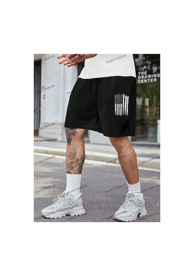 Tarzsokak Y2k Unisex Yaz Şort Bermuda Harajuka Anime Retro Kod-11492 Siyah