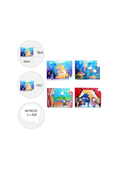 4 Set 96 Parça Tox Deniz Kızı Ve Sahne 5+ Keçe Yapboz 5 Yaş P