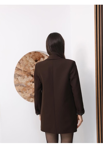 Enter Leopar Astar Detay Blazer Ceket Kahverengi
