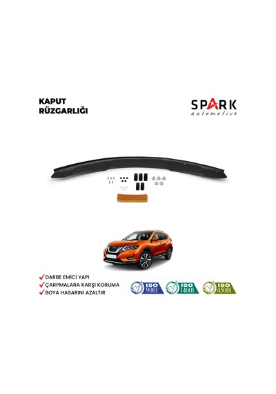Nissan X-trail 2014-2017 Yılları Arası Ön Kaput Rüzgarlığı 3mm Siyah