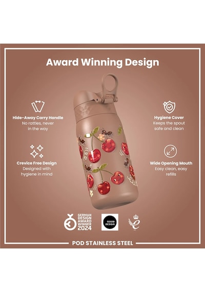 Ion8 - Paslanmaz Çelik Çocuk Suluk - Kirazlar - 400 Ml - Sızdırmaz Çok Renkli