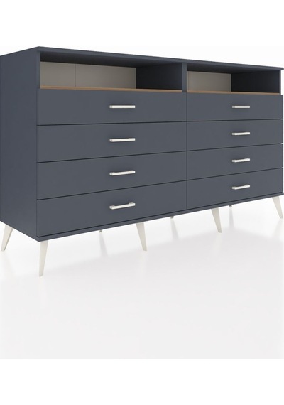 Hyperion Konsol 2 Raflı 8 Çekmeceli 176x44x99 Antrasit-çam/antrasit Antrasıt/atlas Çam - Antrasıt