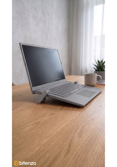 Minimalist Yuvarlak Tasarım Mini Laptop Standı - 2'li Set Taşınabilir Ergonomik Yükseltici - Koyu Gri