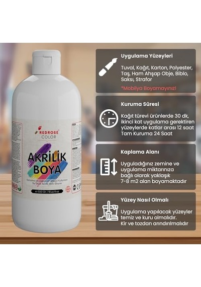 Açık Mavi Akrilik Boya 500 Gr 0,15 L