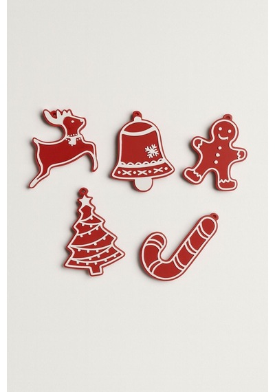 Yılbaşı Ağacı Süs Seti 5 Parça Kırmızı-beyaz Dekoratif Süsler Noel Dekor Christmas Decorations