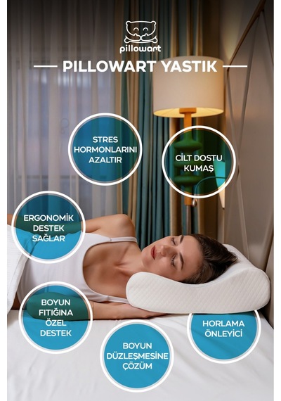 Çift Taraflı Yüksek Boyun Destekli Ortopedik Yastık %100 Visco Ortopedik Yastık Beyaz