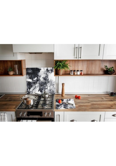 Takım Halinde Sis 20x30 Cm Kesme Tablası Ve 60x52cm Cam Ocak Koruyucu 4'lü Ocaklar