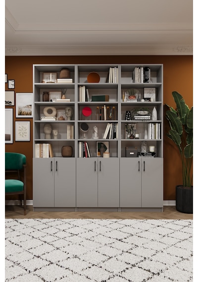 Asra Trend K-52 %100 MDF 180 cm 3 Modüllü Kapaklı Kitaplık Raflı Kütüphane Kül Gri Asra Trend K-52 %100 MDF 180 cm 3 Modüllü Kapaklı Kitaplık Raflı Kütüphane Kül Gri