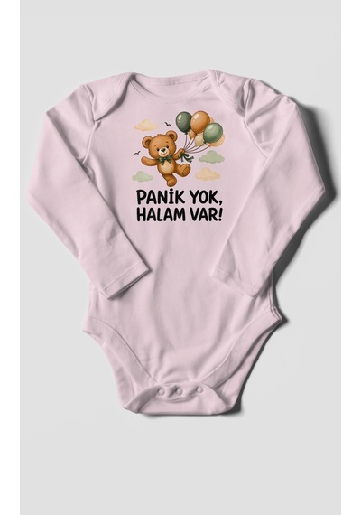 Morivokids Panik Yok, Halam Var Uzun Kollu Çıtçıtlı Bebek Body Bebe Pembe