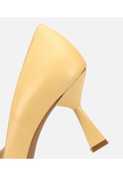 Hotiç Kadın Deri Sarı Kısa Topuklu Stiletto