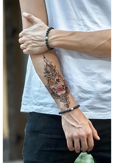 Bearpear Kurukafa Tasarım Geçici Dövme, Üniseks Dövme Tattoo