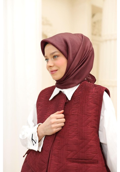 Silk Home Desenli Shiny Eşarp - 8647 - Yeni Bordo Yeni Bordo