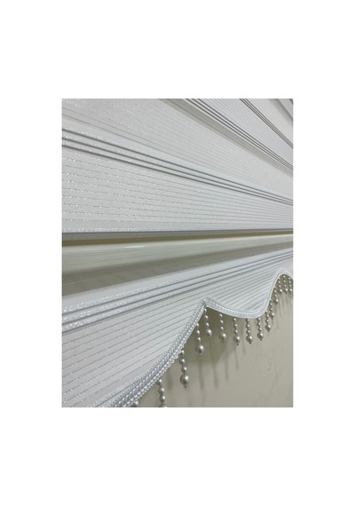 Beyaz Sim Detaylı Boncuklu Zebra Stor Perde Beyaz - 338292932 Beyaz