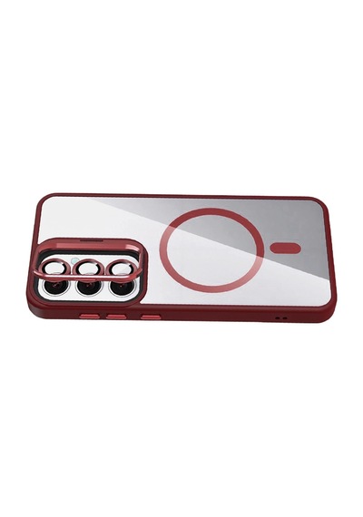 Joko Samsung Galaxy S24 Fe Remim Lensli Magsafe Standlı Kapak - Bordo 0.2M-Çok Renkli