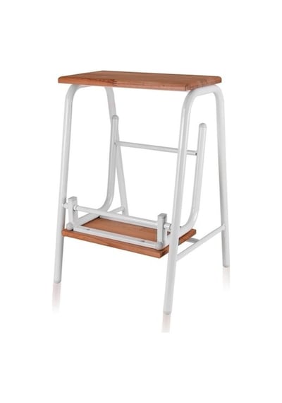 The Mia Glv0750 Ahşap 2 Basamaklı Tabure Merdiven Beyaz