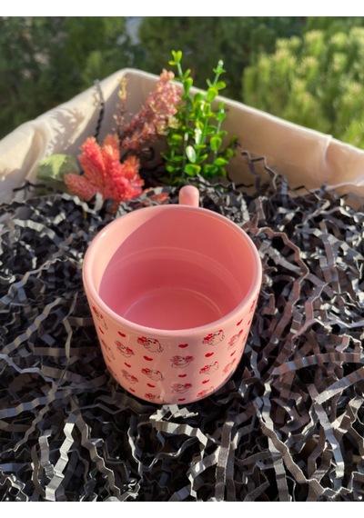 Pembe Kupa Bardak Sevimli Hayalet Ve Kalp Deseniyle Özel Gün Hediyesi Beyaz