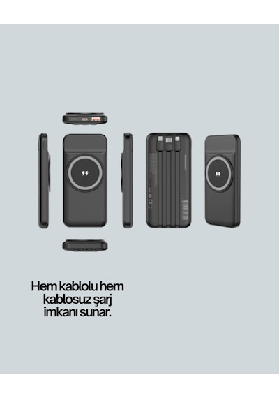 Hubrendy Tekno İphone Ve Android Uyumlu 10000mah Powerbank Hem Kablolu Hem Kablosuz Diğer