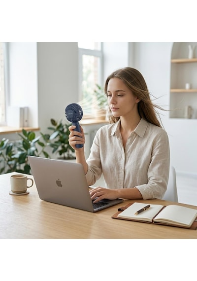 Deinhaus Mini-fan Taşınabilir El Fanı, Masaüstü Standlı, Usb Şarjlı, 16 Cm, 3 Kademeli Hız Ayarlı Masaüstü