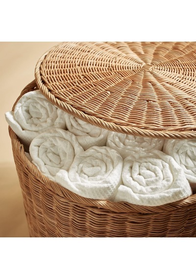 Rattan, Kapaklı Saklama Gözlü Puf Meridyendukkan, El Yapımı Saklama Kutusu
