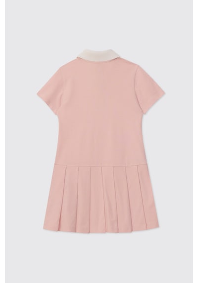 Panço Kız Çocuk Yakalı Eteği Pileli Açık Pembe Elbise 2621GK26005