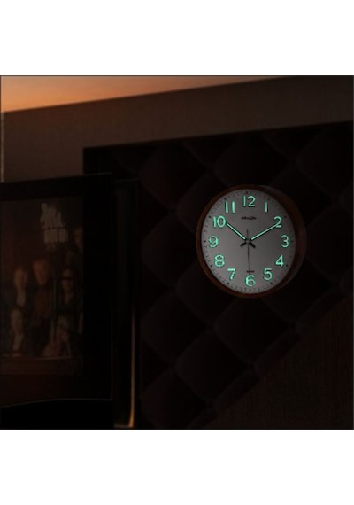 Gece Görünen Kırmızı Çerçeveli Kasalı 22 Cm Fosforlu Duvar Saati Kırmızı