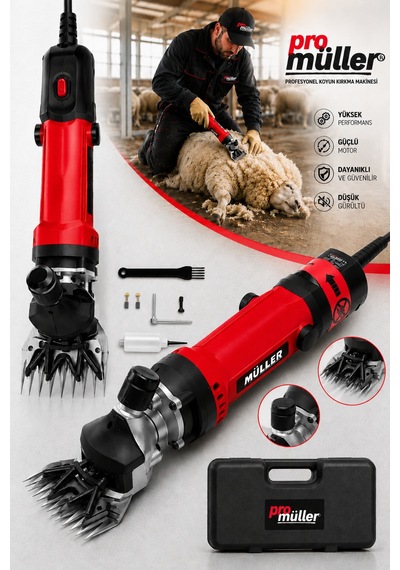 Pro Müller Pro X-shear Çelik Şanzumanlı Bakır Sargılı Isınmaz Motor Çift Soğutmalı Sistem Koyun Kırkma Makinesi