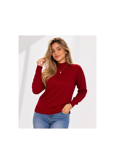 Hira Life Fashion Kadın Şık Tasarım Ve Yumuşak Dokulu Dik Yaka Triko Basic Kazak Bluz Bordo Bordo Hira Life Fashion Kadın Şık Tasarım Ve Yumuşak Dokulu Dik Yaka Triko Basic Kazak Bluz Bordo Bordo