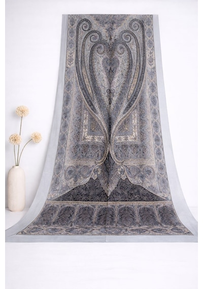 Shawl Secret Glamour Pamuklu Etnik S Al 2 - 52863 Buz Mavi Siyah Mavi