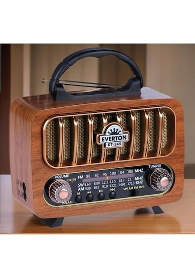 Everton Rt-848 Nostaljik Görünümlü Usb Bluetooth Destekli Solar Panelli Şarjlı