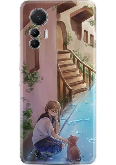 Xiaomi 12 Lite Kılıf Resimli Desenli Silikon Platinium Series Cat And Girl 1808