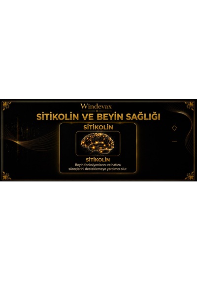 Windevax Sitikolin, Ginkgo, B1 Vitamini, B6 Vitamini, B12 Vitamini İçeren Takviye Edici Gıda 60 Kapsül