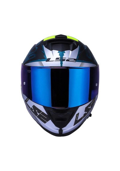 Ls2 Storm 2 Sprinter Full Face Motosiklet Kaskı Şeffaf + Gökkuşağı Vizörlü Siyah - Gri - Cobalt