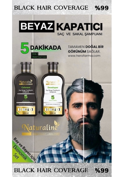 Naturaline Saç Siyahlaştırıcı Şampuan 200 ML + Saç Rengi Yenileyici Şampuan 200 ML