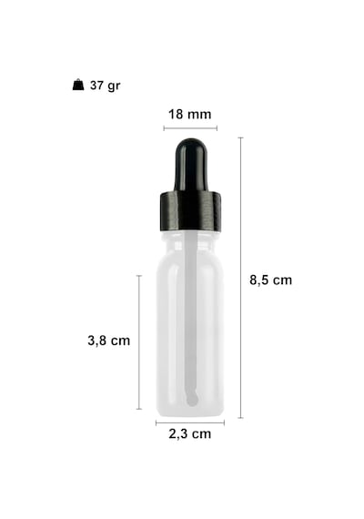 10 Ml Metal Kapaklı Damlalık Dropper Şişesi Serum 10 Cc Cam Şişe 6 Adet Siyah Kapak, Şeffaf