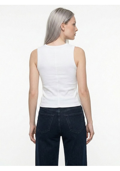 Slim Fit Kadın Bluz K.kol Beyaz
