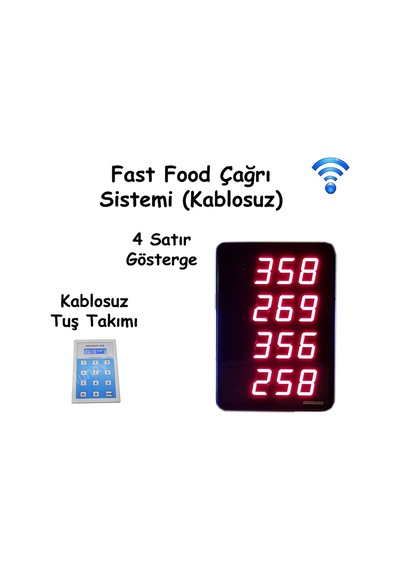 Fast Food Çağrı Sistemi 4 Satır Gösterge Kablosuz Gösterge