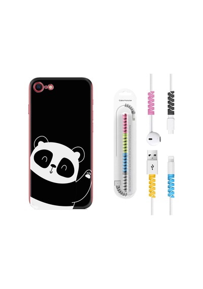 Apple Uyumlu iPhone 6/6S Kılıf Kablo Koruyuculu Bay Bay Panda 1784