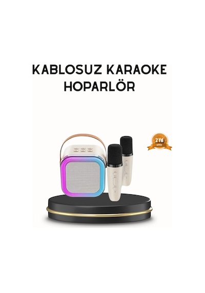 Bluetooth Karaoke Hoparlör Renkli Led Işıklı Ve Type-c Şarjlı