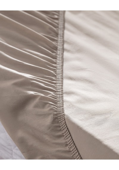 Manon King Size Plus %100 Pamuk Lastikli Ranforce Çarşaf - Koyu Bej 8684427294222 Çok Renkli