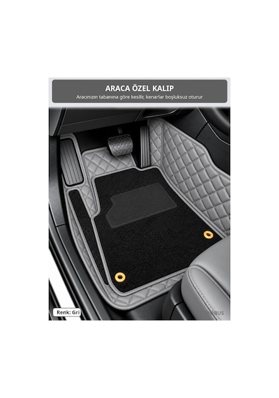 Peugeot Partner Tepee 2010-2020 Arka Yan Plastik 8d Çift Katmanlı Paspas + Bagaj Havuzu Seti Gri