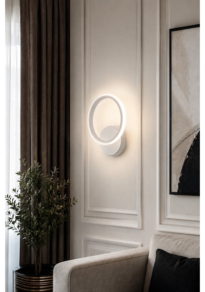 Ares Modern Tasarım Beyaz Renk Gün Işığı, Beyaz Ve Sarı Işıklı Ledli Banyo - Mutfak - Salon Ledli Duvar Aplik