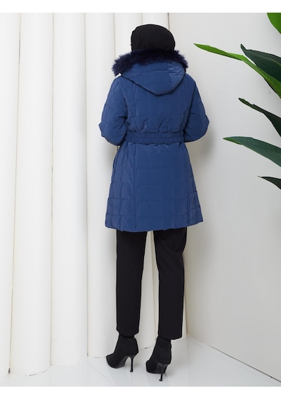 Eslemnur Nova Kumaş Şişme Mont 85cm Mavi