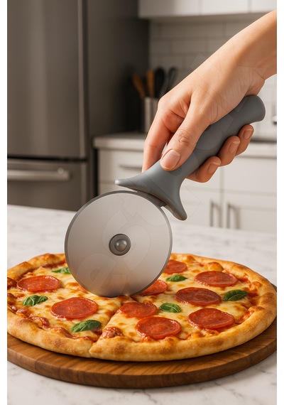 Pizza Kesici - Çıkarılabilir Bıçak - Kolay Temizlenir - Ekstra Kaliteli - Hamur Börek Kesici Bıçağı Gri